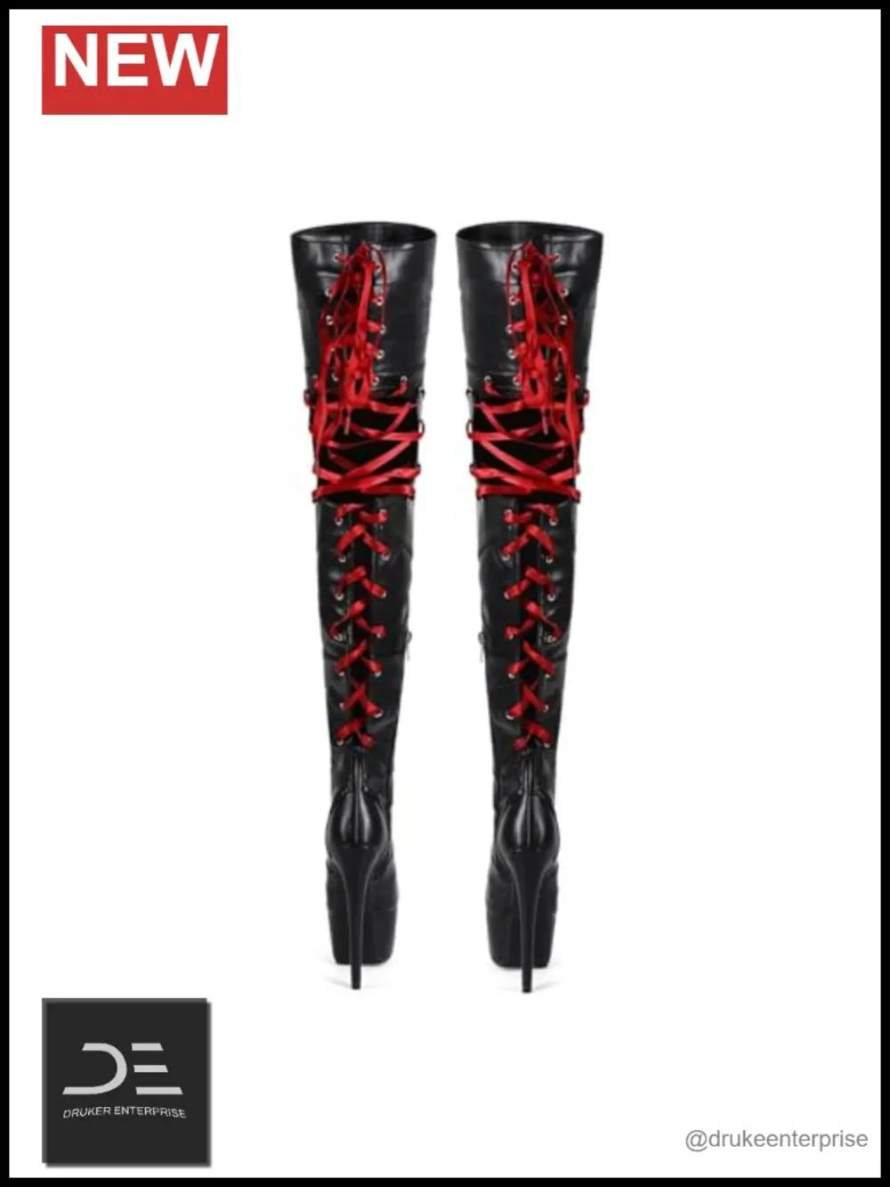Large Size Over the Knee Stiletto Platform Boots Faux Leather Zip